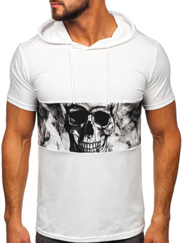 Bolf Herren T-Shirt mit Kapuze mit Motiv Weiß  8T971