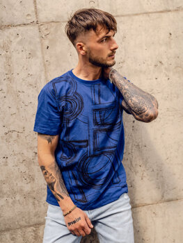 Bolf Herren T-Shirt mit Motiv Blau  KS2525TA