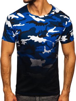 Bolf Herren T-Shirt mit Motiv Camo Blau  S808