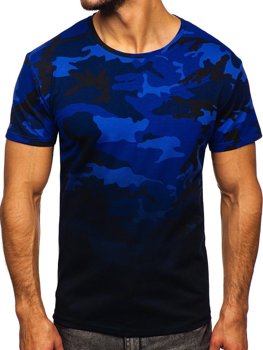 Bolf Herren T-Shirt mit Motiv Camo Dunkelblau  S808