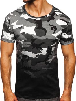 Bolf Herren T-Shirt mit Motiv Camo Grau  S808