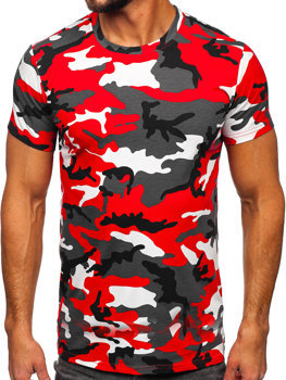 Bolf Herren T-Shirt mit Motiv Camo Rot  8T233