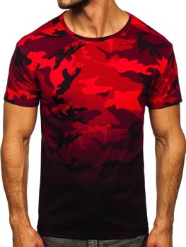 Bolf Herren T-Shirt mit Motiv Camo Rot  S808