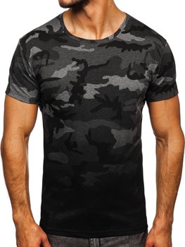 Bolf Herren T-Shirt mit Motiv Camo Schwarzgrau  S808