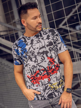 Bolf Herren T-Shirt mit Motiv Grau 14901A