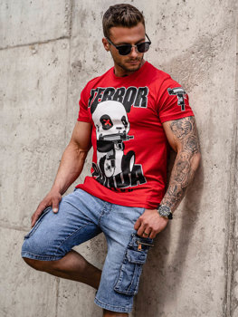 Bolf Herren T-Shirt mit Motiv Rot 2291A