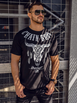 Bolf Herren T-Shirt mit Motiv Schwarz  142174A