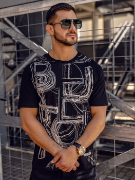 Bolf Herren T-Shirt mit Motiv Schwarz  KS2525TA