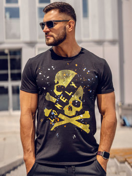 Bolf Herren T-Shirt mit Motiv Schwarz  Y70008A