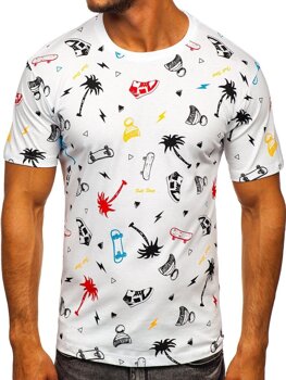 Bolf Herren T-Shirt mit Motiv Weiß  1150