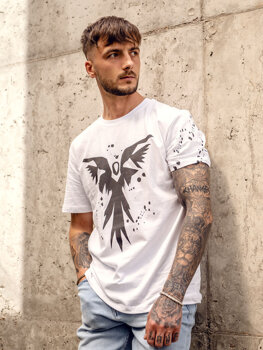 Bolf Herren T-Shirt mit Motiv Weiß  300A