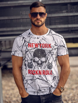 Bolf Herren T-Shirt mit Motiv Weiß  Y70030A