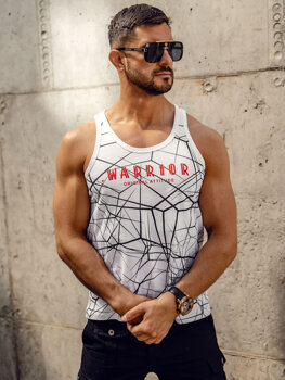 Bolf Herren Tank Top Boxing T-Shirt mit Motiv Weiß  14845A