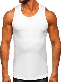 Bolf Herren Tank Top Uni ohne Motiv Weiß  1205-1