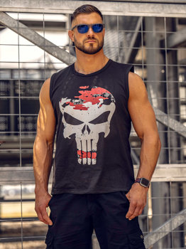 Bolf Herren Tank Top mit Motiv Schwarz-Rot  14822A