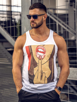 Bolf Herren Tank Top mit Motiv Weiß  143026A