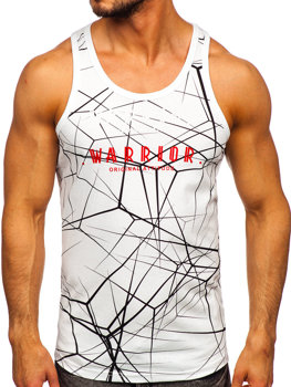 Bolf Herren Tank Top mit Motiv Weiß  14845