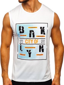 Bolf Herren Tank Top mit Motiv Weiß  KS2091