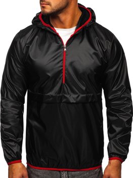 Bolf Herren Übergangsjacke Sportjacke Anorak mit Kapuze Schwarz  5061