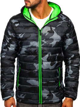 Bolf Herren Übergangsjacke Sportjacke Camo Schwarz-Grün  SM83