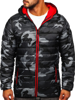 Bolf Herren Übergangsjacke Sportjacke Camo Schwarz-Rot  SM83