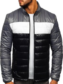 Bolf Herren Übergangsjacke mit Steppmuster Schwarz  6111