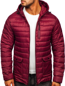 Bolf Herren Übergangsjacke mit Steppmuster Weinrot  M13001