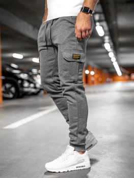 Bolf Herren Warme Sporthose Cargohose Joggers Grau  JX8709A