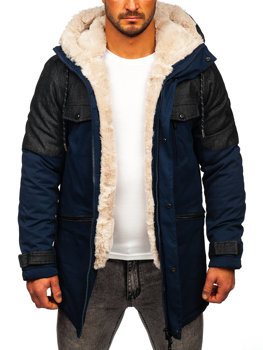 Bolf Herren Winterjacke Parka Dunkelblau  22M116