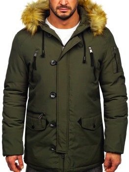 Bolf Herren Winterjacke Parka Grün  1795