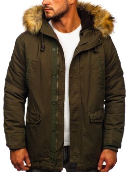 Bolf Herren Winterjacke Parka Grün  5284