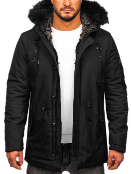 Bolf Herren Winterjacke Parka Schwarz  1068