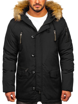 Bolf Herren Winterjacke Parka Schwarz  1795