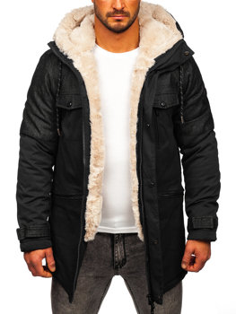 Bolf Herren Winterjacke Parka Schwarz  22M116