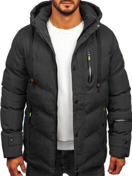 Bolf Herren Winterjacke Schwarzgrau  5M3137