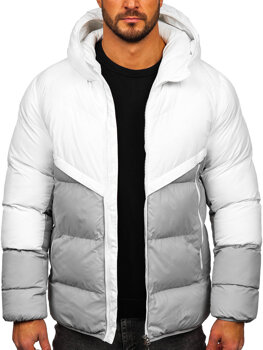 Bolf Herren Winterjacke Weiß-Grau  CS1006