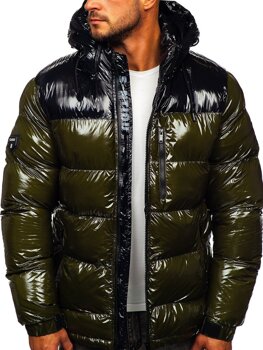 Bolf Herren Winterjacke mit Steppmuster Grün  6462