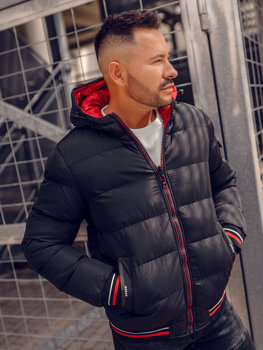 Bolf Herren Zweiseitige Gepolsterte Winterjacke Schwarz-Rot 7410A