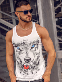 Bolf HerrenTank Top mit Motiv Weiß  14850A