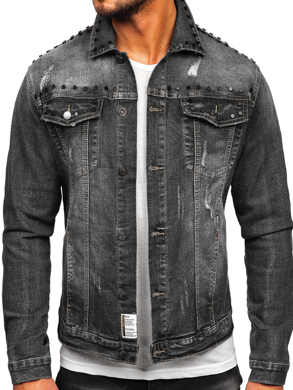 Herren Jeansjacke Schwarz Bolf MJ504N