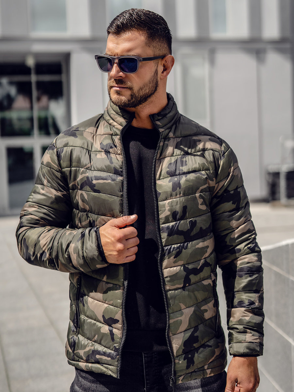 Herren Gepolsterte Winterjacke Camo Grün Bolf SM80A