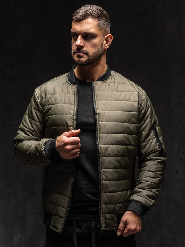 Herren Gepolsterte Übergangsjacke Bomberjacke Khaki Bolf MY-02A1
