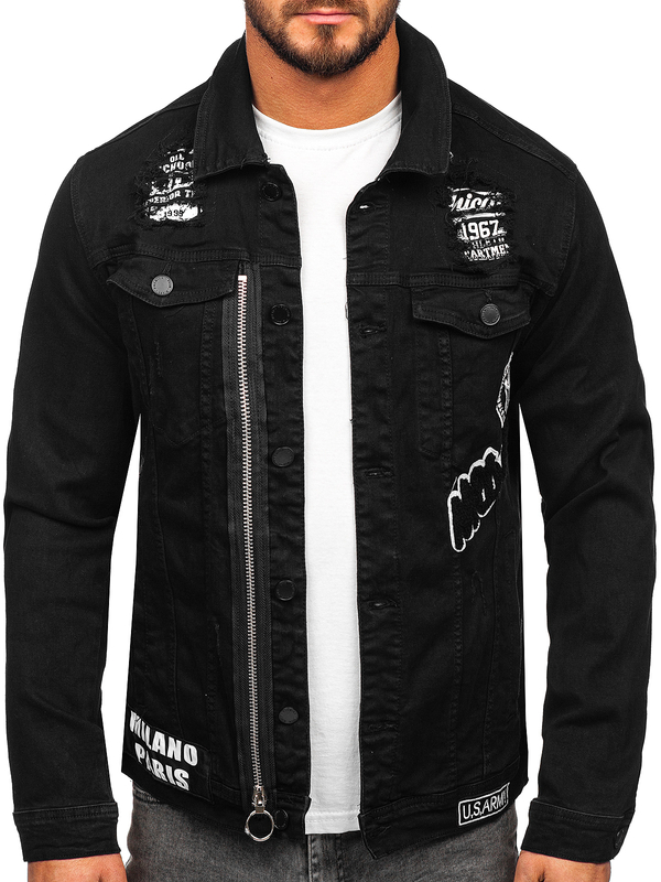 Herren Jeansjacke Schwarz Bolf G131