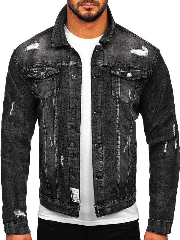 Herren Jeansjacke Schwarz Bolf MJ507N