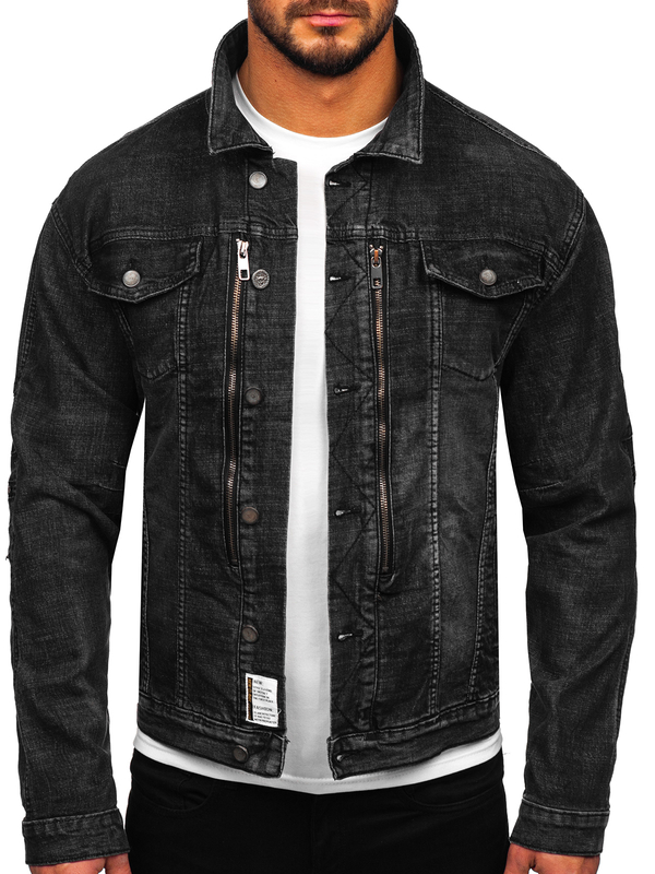 Herren Jeansjacke Schwarz Bolf MJ508N