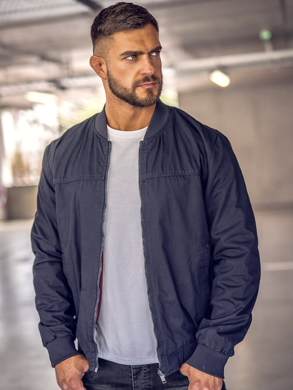 Herren Zweiseitige Übergangsjacke Bomberjacke Dunkalblau Bolf 84M3005A