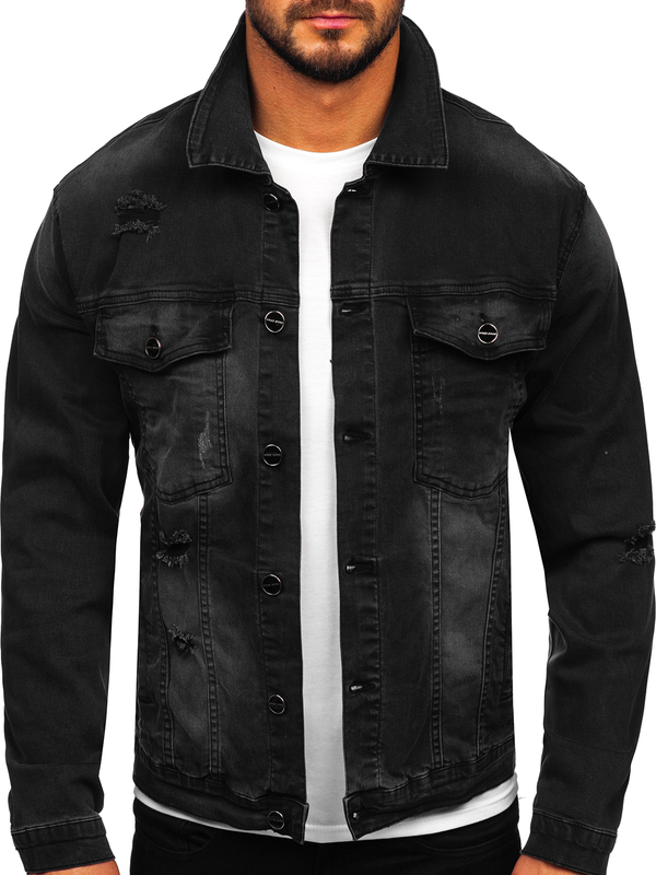 Herren Jeansjacke Schwarz Bolf MJ506N