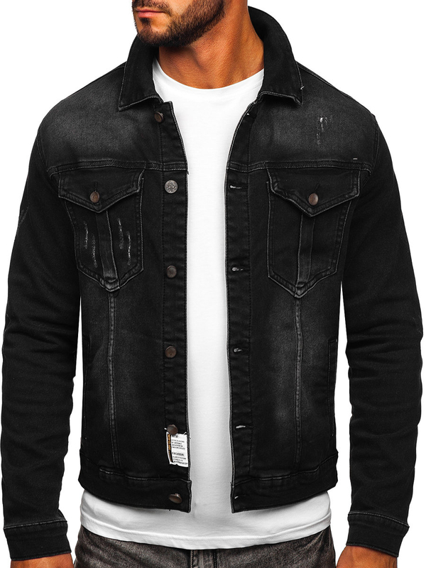 Herren Jeansjacke Schwarz Bolf MJ514N