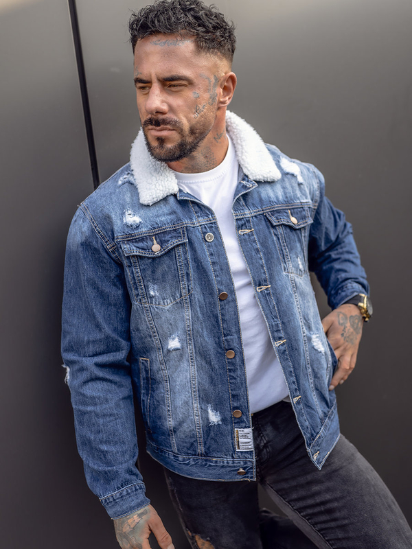 Herren Jeansjacke Trucker Dunkelblau Bolf MJ502BA