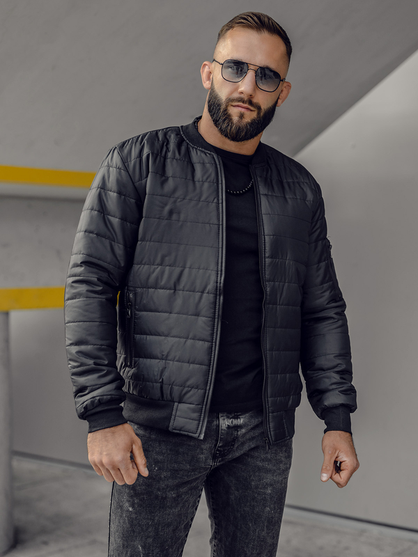 Übergangs Herren Steppbomberjacke Schwarz Bolf MY-02A2